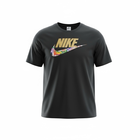 New Nike Mens Tee Size M Black Flag Swoosh Short Sleeve Crew Casual Neck T-Shirt - Picture 8 of 8